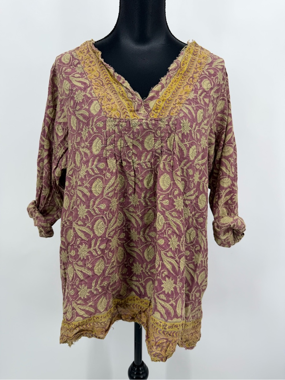 Magnolia Pearl Tunic Top Blouse Cotton Dusty Rose Taupe Size OS